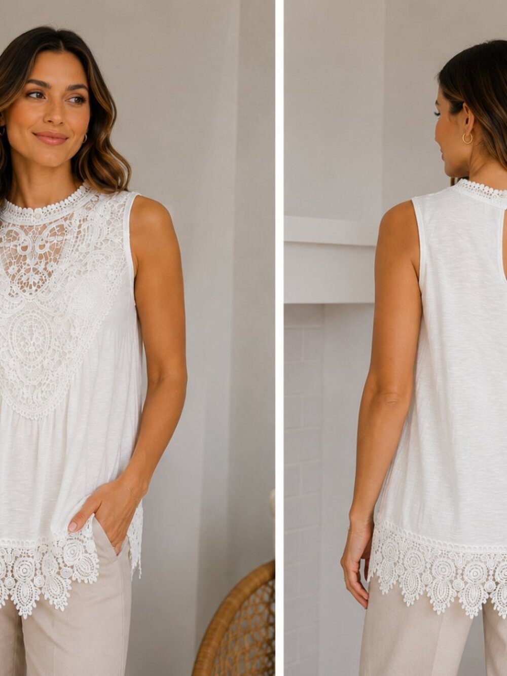 NWT No Boundaries Lace Boho Tank Top – Size S (3–5)